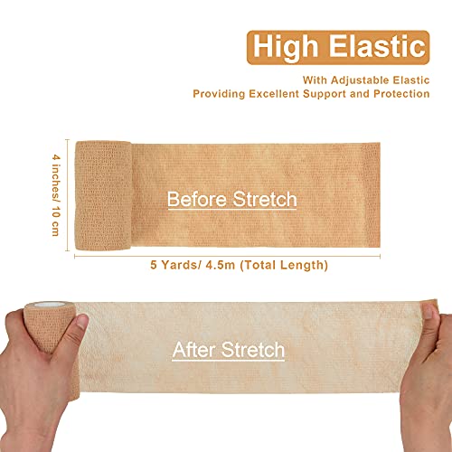 Self Adhesive Bandage Wrap 4 Inches X 5 Yards, 12 Pack Of Pet Vet Wrap Cohesive Tape For First Aid, Sports, Horses, Dogs (Beige) #TOP1