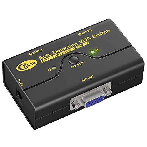 CKLau VGA Switch Box 450MHz 2 Port SVGA Video Switcher Sharing 2 PCs