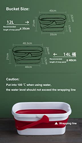 Xifando Collapsible Bucket 12L/3.2 Gallon-Mop Bucket With Handle,Storage Bucket For Picnic, Camping, Rv,Fishing, Foldable Water Bucket For Washing (Grey+White) #TOP4