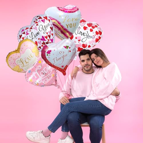 Image of Festiko Heart-Shaped Foil Balloons For Valentine's Day, Love Celebration Balloons, Pack of 6, Multicolor