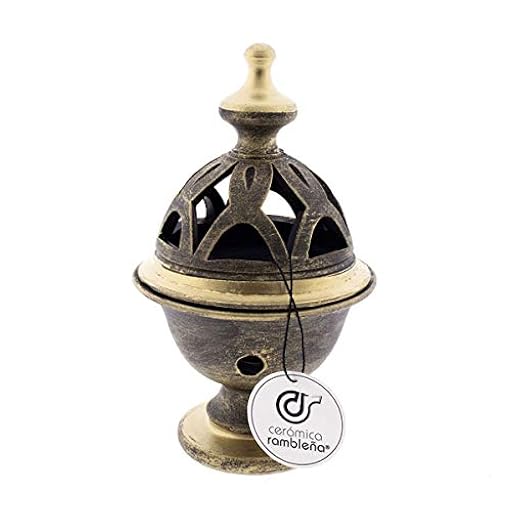 CERÁMICA RAMBLEÑA | Incensario cáliz Pintado Dorado | incensarios religiosos | incensarios de Barro | incensarios Originales | incensario Semana Santa | 10.5x10.5x18 cm | Ya disponible en tu tienda friki favorita! En mundofriki.es!