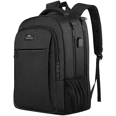 MATEIN Großer Laptop Rucksack 17 Zoll Laptoptasche für Arbeit mit USB Ladeanschluss Anti Diebstahl Business Reisen Rucksack für Notebook Wasserabweisend College Herren Damen - Schwarz Cover