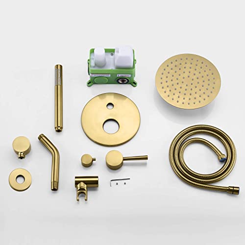 S3223Bgi Brushed Gold Shower System + S1408Bgw Waterfall Widespread Bathroom Faucet #TOP4