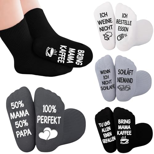 QXRXN - Baby Socken mit Spruch - 0-12 Monate, Geschenk für Jungen und Mädchen zur Geburt, Personalisiert für Neugeborene