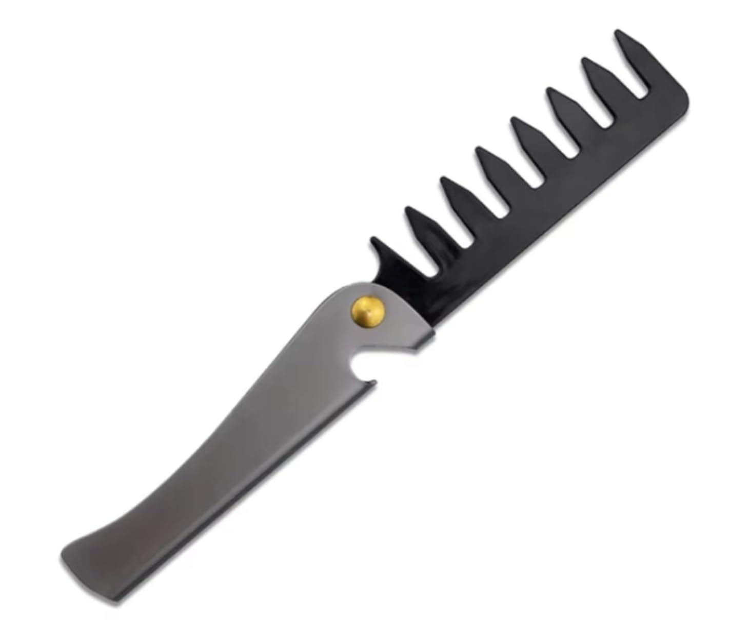 Men's Folding Stainless Steel Switchblade Comb | Professional Beard and Hairstyling Tool