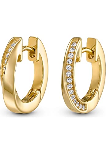 JETTE Damen-Creolen 925er Silber 28 Zirkonia One Size, Gold 32010186