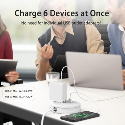 Extensión DYZYCLICAL modelo QH960-CU con 3 tomas, cable de 1.2 m, 3 puertos USB (2 USB C), 125V y 13A miniatura 6