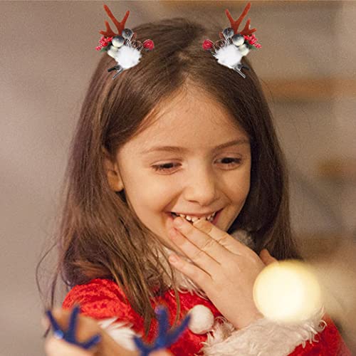 Brinie Christmas Hair Clip Reindeer Antlers Ears Hair Barrettes Deer Horn Hairpins Cute Christmas Head Wear Berry Hair Pins Christmas Supplies Holiday Parties Favors Hair Accessories For Women And Girls (2 Pcs) (Type B) #TOP3