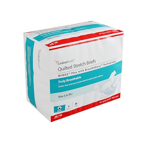 Cardinal Health™ Wings™ Plus Quilted Stretch Brief with BreatheEasy™ Technology, Size 2 (L/XL), Case of 60