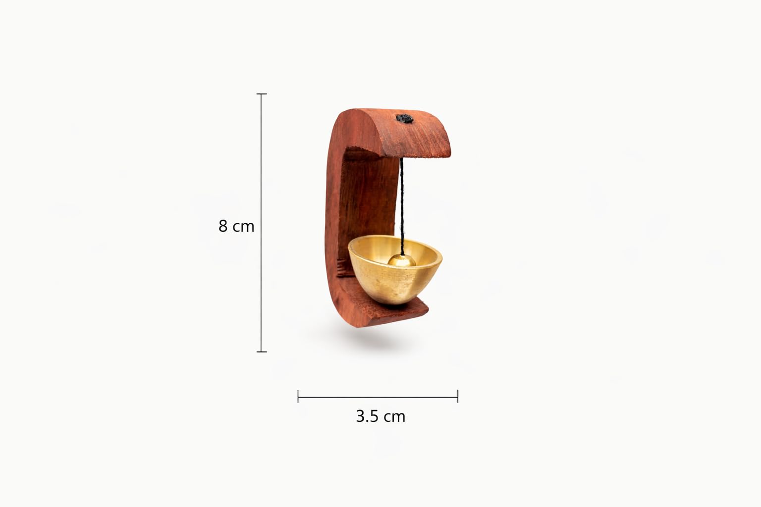 Mojo Jojo Brass & Wooden Door Bell – Traditional Wall-Mounted Temple Style Bell for Home Entrance 2