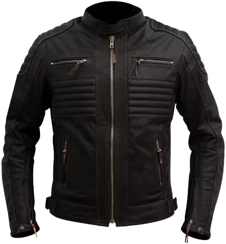 Miniatura 6 de Chaqueta clásica y elegante para hombre, de cuero auténtico, para motocicleta, motociclista
