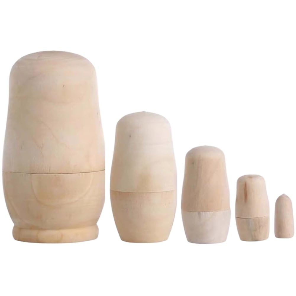 Matryoshka Dolls Russian Nesting Dolls Unpainted Blank DIY Painting Craft Kit for Kids Adults 5 Pcs Set