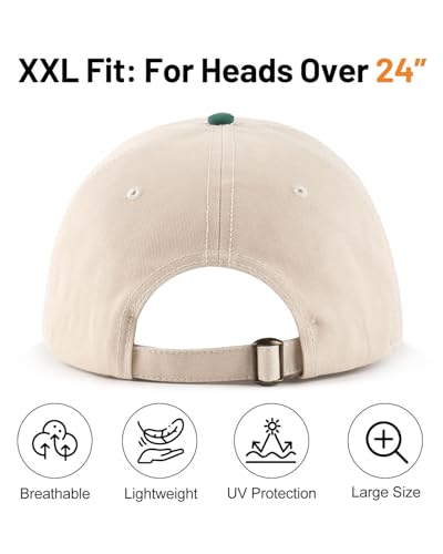 Image of XXL Baseball Cap For Big Heads, Soft Crown Washed Dad Hat, Oversized Denim Cap For Men Women Golf, Travel, Daily Wear