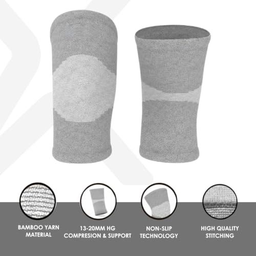 Image of Bamboo Knee Cap - Bamboo Fibre Compression Knee Sleeve Breathable Soft Knee Support Elastic Knee Brace for Men & Women, XXL