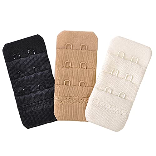 2 Hook Bra Extenders:easily attaches to bras to increase band size during weight gain, pregnancy & maternity,3 pack(white,beige and black) × 2