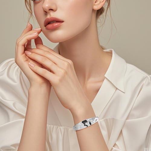 Sterling Silver Chunky Cuff Bracelet Vintage Hammered Texture Style Statement Open Bangle Bracelets for Women - Image 3