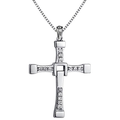 Nakabh Zinc Alloy Cross with Crystal Pendant Necklace For Men (B075HFHQJW) Amazon Price History, Amazon Price Tracker