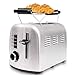 Toster Na 2 Kromki, Toster Do Chleba Z Bardzo Szerokim Otworem, Toster Retro Ze Stali Nierdzewnej Z Bajglem, Anulowanie, Rozmrażanie, Zmiana Funkcji, 7 Ustawień Odcieni, Wyjmowany Okruch
