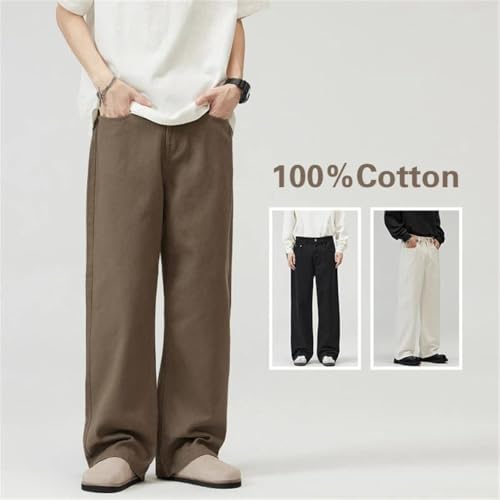 Men's Cotton Baggy Straight Jeans Comfortable Soft Casual Pants Korean Denim Trousers2