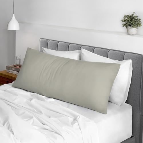 Pizuna Cotton Silver Body Pillow Cover 1 Piece Only, 400 Thread Count 100% Long Staple Cotton Body Pillow Case 52x140 cm