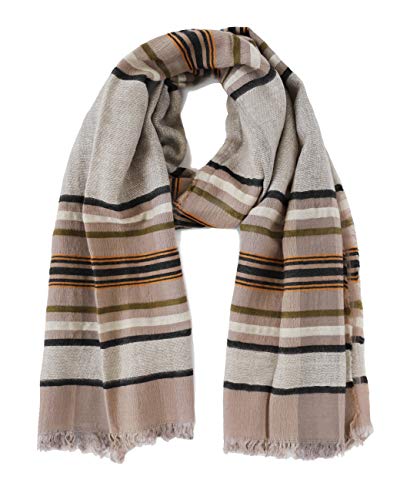 Lucky Brand Unisex Men's Women's Striped Wool Blend Scarf (Natural Striped)