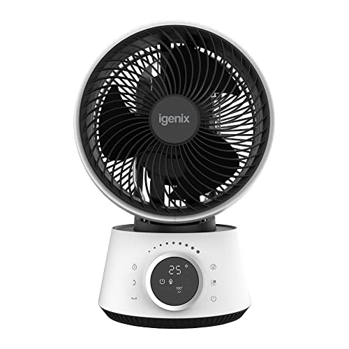Igenix IGFD4009W Air Circulator Turbo Fan with 360 Horizontal & 90 Vertical Oscillation for Optimal Air Circulation Turbo Design for Powerful Airflow 12 Hour Timer 9 Inch White