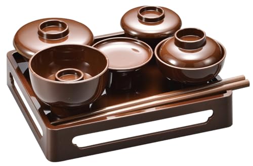 サンメニー 本格 ミニ 仏膳 4.5寸 仏壇用 山中漆器 日本製 お霊供膳 お供え膳 セット 仏具 仏膳セット 仏膳器 仏膳台 現代 仏壇 仏具小物 ブラウン 毎日のお供え お参りに 手元供養 ペット 供養 小さな スペース にも 飯碗 汁椀 平椀 壺椀