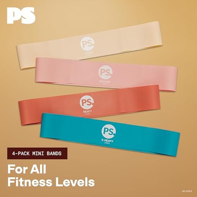 POPSUGAR Mini Loop Bands - Set of 4, 2 Wide Progressive Resistance Bands for Working Out, Exercise Bands for Men & Women for Warm-Up, Lower Body Workout & Strength Training, Latex Fitness Bands