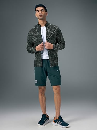 Image of TECHNOSPORT Men's Slim Fit All Over Print High Neck Jacket With TS-Flexi for Gym, Training, Winterwear
