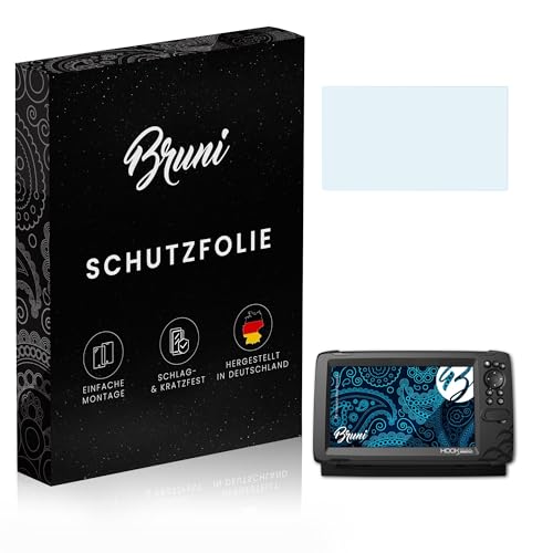 Bruni Schutzfolie kompatibel mit Lowrance Hook Reveal 9 Folie, glasklare Displayschutzfolie (2X)