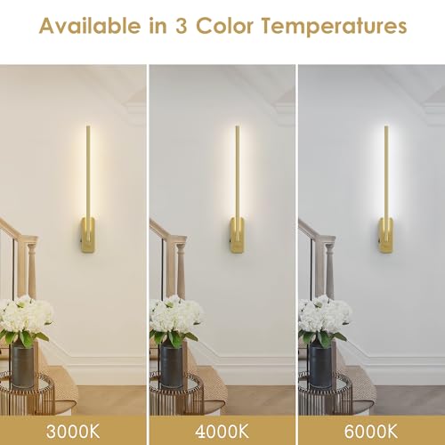 Image of Aipsun Battery Operated Wall Sconces,Wireless Wall Light with Remote Control Rechargeable Gold Battery Wall Sconce 350Rotate,Dimmable LED Wall Lights for Living Room,Bedroom (3000K&4000K&6000K)