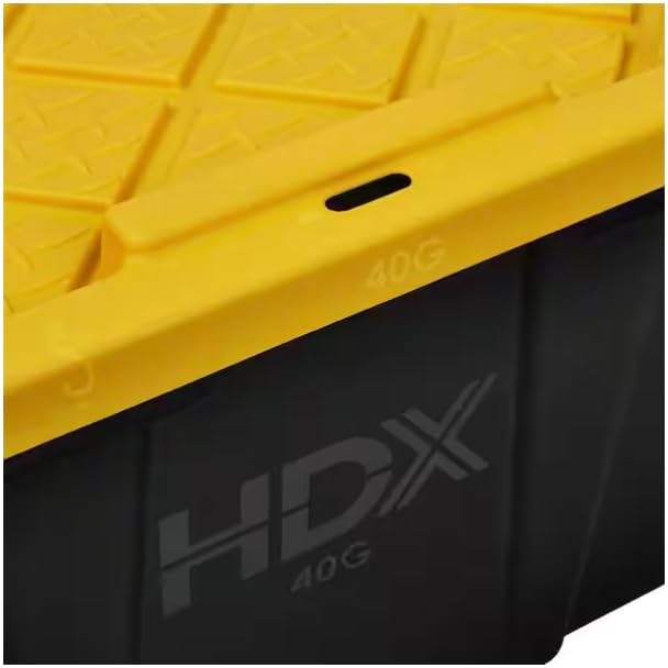 Heavy Duty Storage Tote with Yellow Lid, 40 Gallon Capacity
