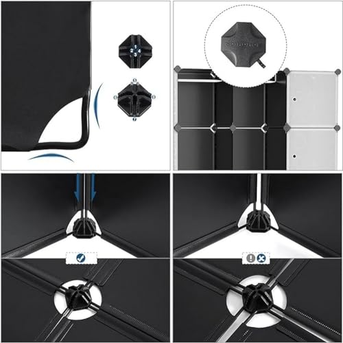 SONGMICS Wardrobe with 2 Clothes Rails 180 x 145 x 37 cm, Black with Patterned Door Panels, 143 x 178 x 36 cm - Image 5