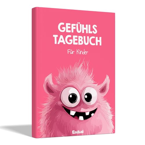 Edubini Gefühlstagebuch Kinder [6-12 Jahre] - Tagebuch Mädchen & Jungs - Gefühle Buch für Umgang mit Emotionen und ein gutes Gefühl, Dankbarkeitstagebuch für Kinder (inkl. 10 Spiele) (Pink)