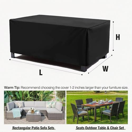 Housse salon de jardin rectangulaire bâche table 280x120x101cm