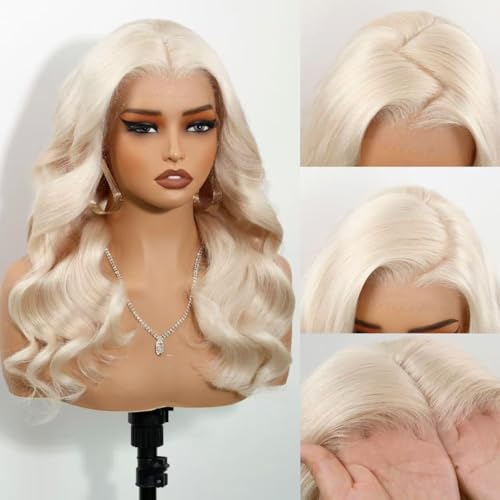 Image of Platinum Blonde Wig Human Hair Body Wave Ash Blonde Wig 28Inch 180% Density