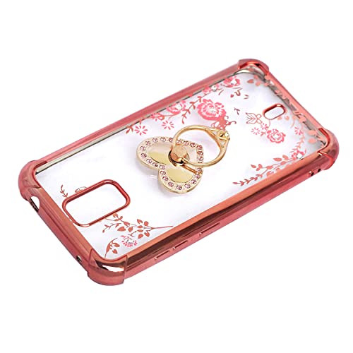 B-Wishy For At&T Calypso 2/Cricket Case For Women, Glitter Crystal Butterfly Heart Floral Slim Tpu Luxury Bling Cute Protective Cover With Kickstand+Strap For Calypso 2 (U319Aa) (Rose Gold) #TOP2