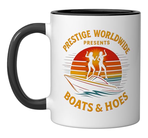 Taza de cerámica negra y blanca con diseño retro humorístico miniatura 1