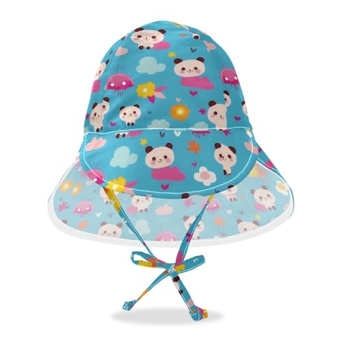Cartoon Pandas Cute Toddler Baby Beach Hat Toddler Boy Bucket Hats Baby Girls' UV Protection Wide Brim Beach Essentials