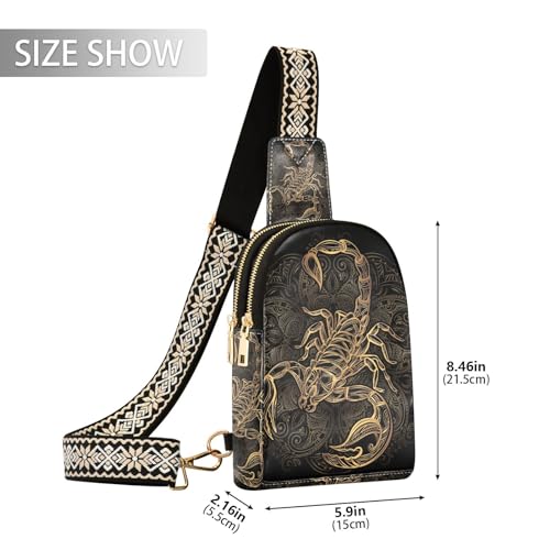 OTVEE Small Sling Bag Scorpion Tattoo Crossbody Bag PU Leather Sling Purse for Women2
