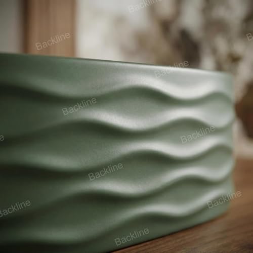 Image of Backline Matte Dark Green Countertop Wash Basin (50 x 31 x 15 cm) | Ceramic Bathroom Sink | Designer Table Top Basin | Scratch & Stain Resistant Easy to Clean | Modern Luxury Basin (3 Year Warranty)
