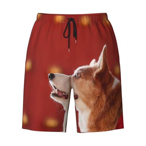 Men's Beach Shorts Dog Pet Animal Mens Swim Trunks Board Shorts with Pockets Swimwear Bathing Suits 5