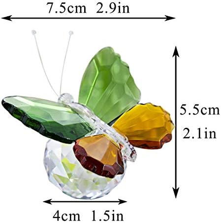 H&D HYALINE & DORA Crystal Green Butterfly Figurine with Ball Base,Glass Animal Paperweight Ornament for living room,Souvenir Birthday Gifts Home Decor