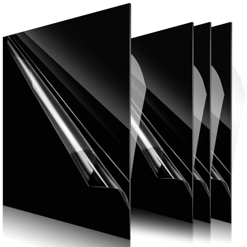 Image of Outus 4 Pcs 1 /16 Inch Thick Black Acrylic Sheet 12 x 12 Inch Black Acrylic Sheet Plastic Panel Cast Glass Sheets for DIY Handcraft Decor Picture Frame Paintings Display Art Craft