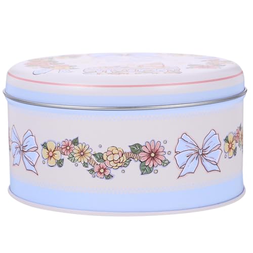 Operitacx Caja de Hojalata Redonda para Galletas Tapa, Caja de Dulces Navideña Decorativa, Contenedor de Almacenamiento para Regalos y Bombones, Diseño Impreso Colorido, Tamaño Mediano