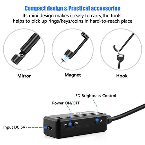 Wireless Endoscope, Kzyee 5.5Mm Diameter 1080P 2.0 Mp Hd Semi-Rigid Wifi Borescope Inspection Camera Ip67 Waterproof Snake Camera For Android & Ios Iphone Smartphone Tablet-33Ft #TOP4