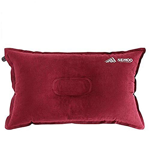SEMOO Camping Pillow/Self Inflating Air Pillow, Compressible for Camping, Travel and Backpacking (Red)