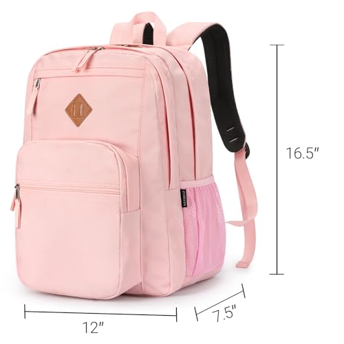 Image of ZORFIN 26L Backpack for College, and Travel: Water Resistant Bookbag - Pink