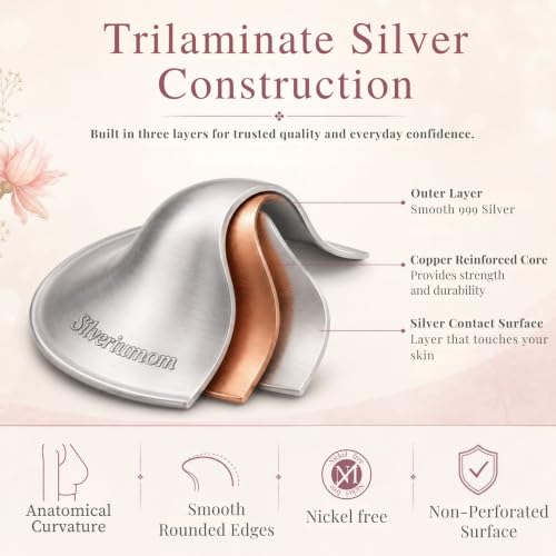Image of Silveriumom Silver Nursing Cups, Nipple Shields & Covers for Breastfeeding (X-Large)