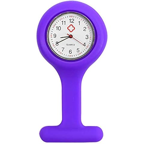 TRIXES Reloj de Bolsillo de Silicona para Enfermería - Violeta Cover